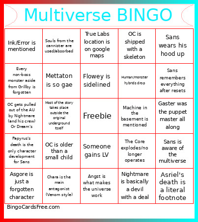 Multiversal Madness Bingo Card