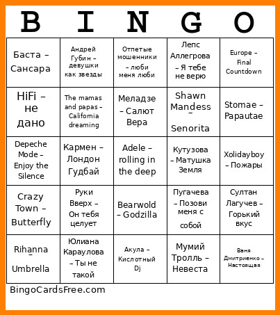 Multon Bingo Card