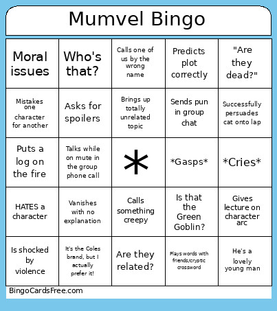Mumvel Bingo Card