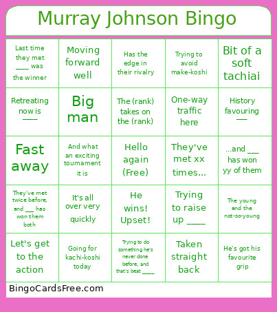 Murray Johnson Bingo Card