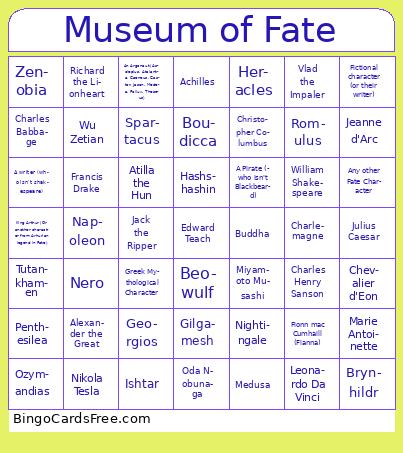 Museum of Fate Bingo