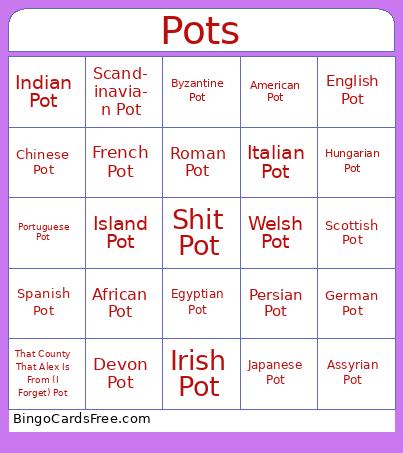Museum of Pots Bingo