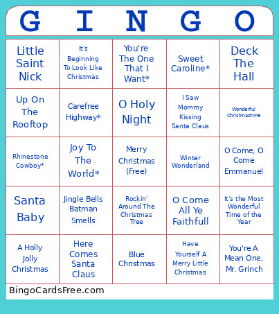 Music Bingo Card