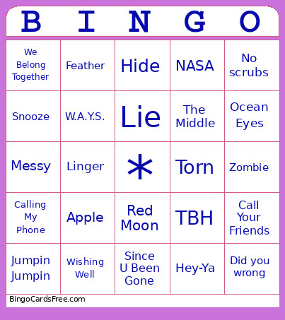 Music Bingo Card