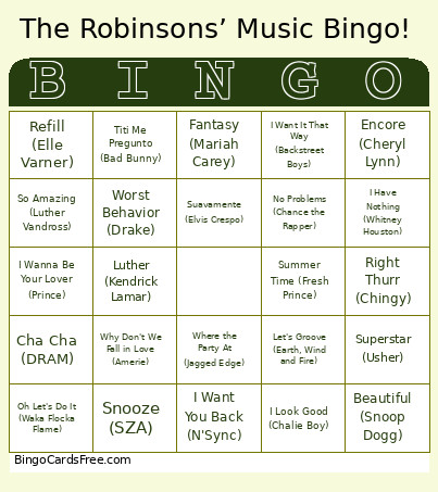 Music Bingo Card