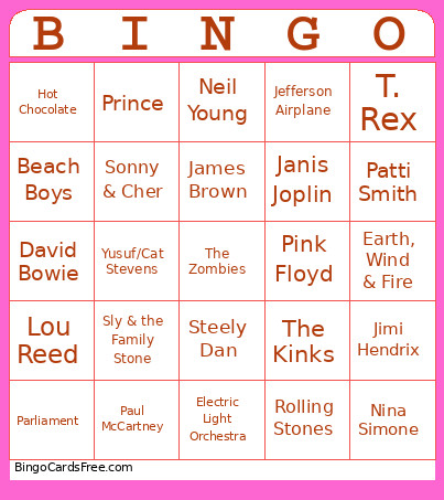MUSIC Bingo Card