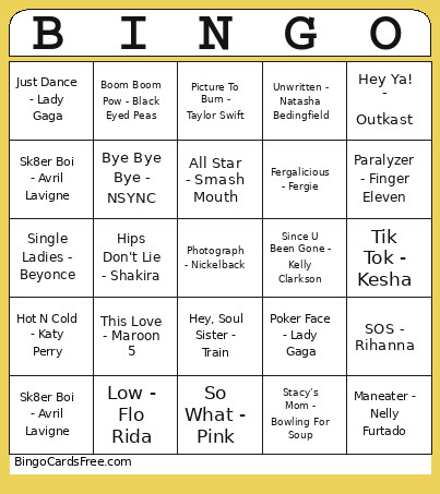 Music Bingo Card