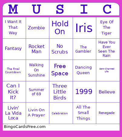 Music 1 Bingo Card