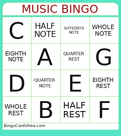 Music 1 Bingo Card