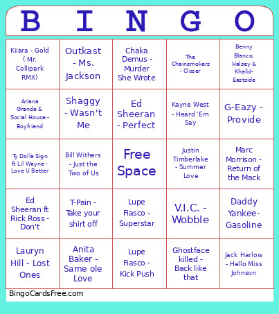 Music 1 Bingo Card