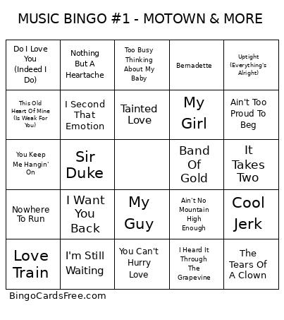 MUSIC BINGO #1 - MOTOWN & MORE