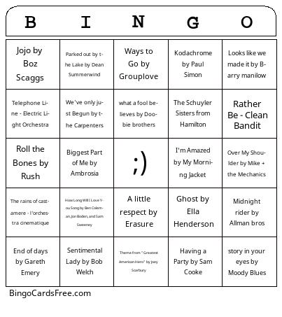 Music Bingo Cards Free Pdf Printable Game, Title: BINGO