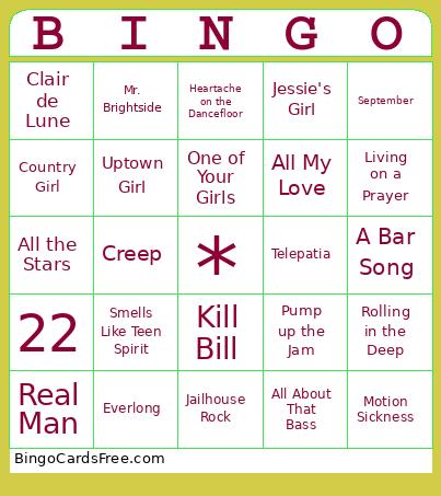 Music Bingo Cards Free Pdf Printable Game, Title: BINGO