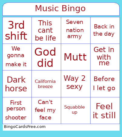 Music Bingo Card