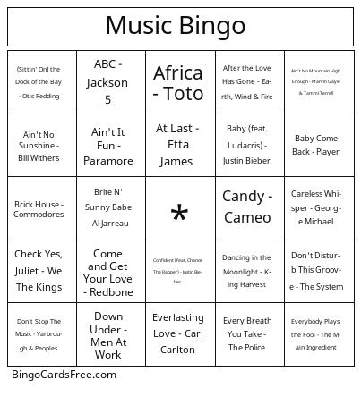 Music Bingo Cards Free Pdf Printable Game, Title: Music Bingo 