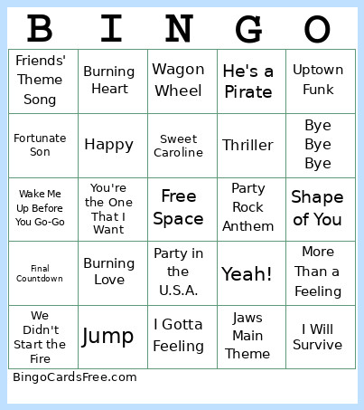 Music Bingo Card