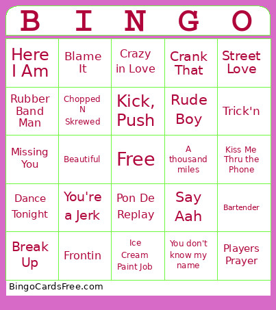 Music Bingo Card 2