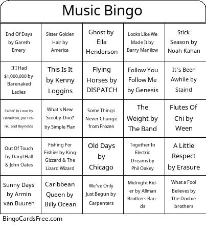 Music Bingo Cards Free Pdf Printable Game, Title: Music Bingo