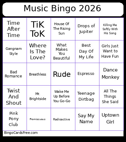 Music 2026 Smfc Bingo Card