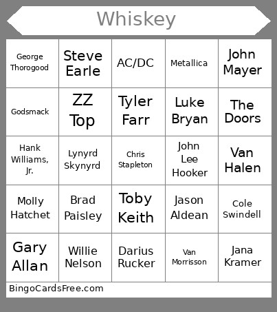 Music Bingo Card