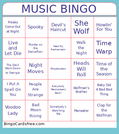 MUSIC Bingo Card