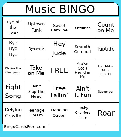Music Bingo Card