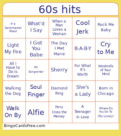 Music Bingo Card