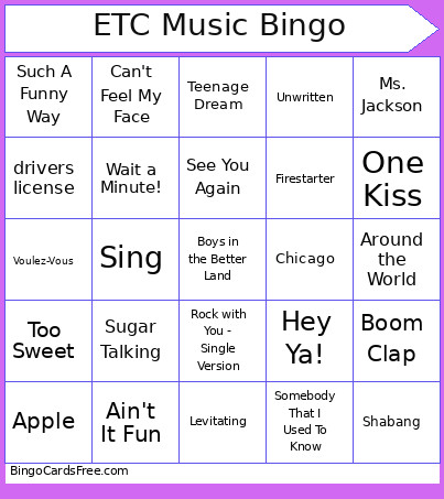 Music 26-06 Bingo Card