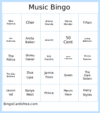 Music 3 Bingo Card
