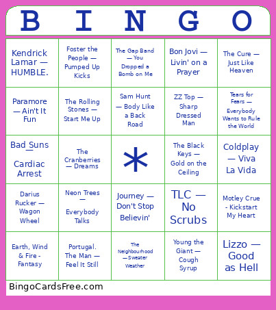 Music Bingo Card
