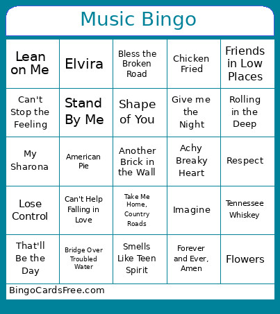 Music Bingo Card