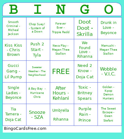 Music ! Bingo Card