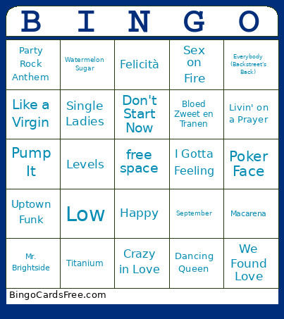 Music Bingo Card