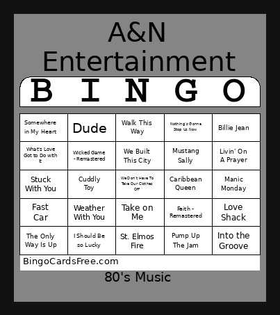 Music Bingo Card