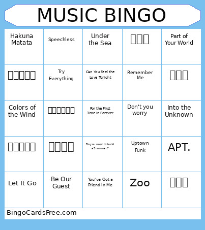 MUSIC Bingo Card
