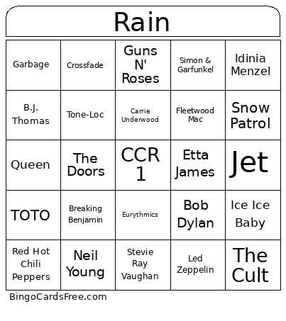 Music Bingo Card