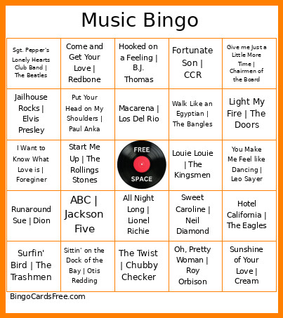 Music Bingo Card