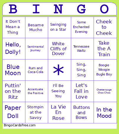 Music Bingo Card 2