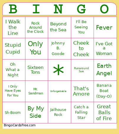 Music Bingo Card 2