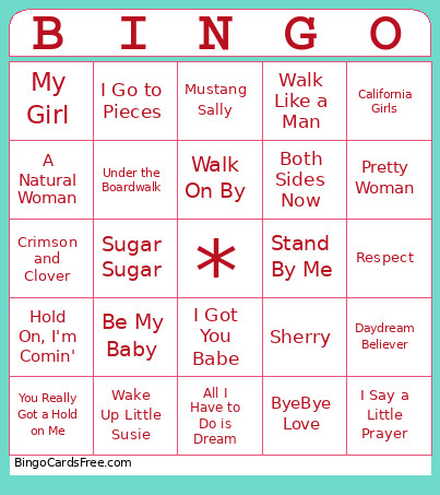 Music Bingo Card