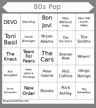 Music Bingo Card