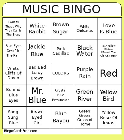MUSIC Bingo Card
