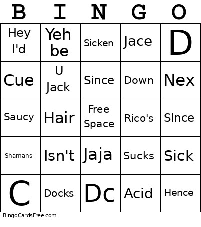 Music Bingo Card