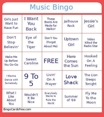 Music Bingo Card