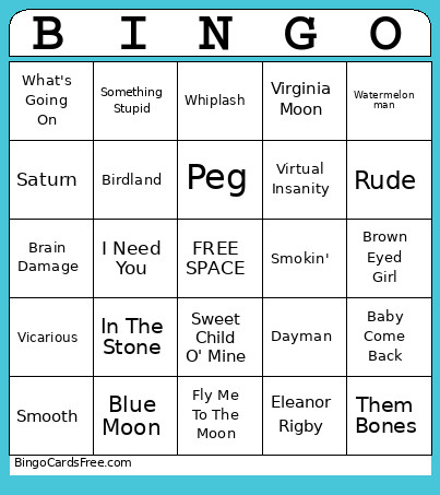Music Bingo Card
