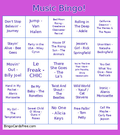 Music ! Bingo Card