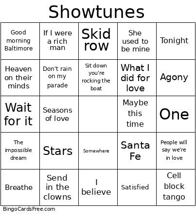 Music Bingo Card