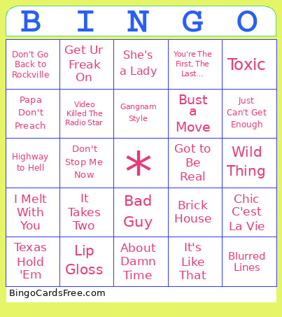 Music Bingo Card