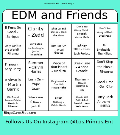 Music - 60 Bingo Card