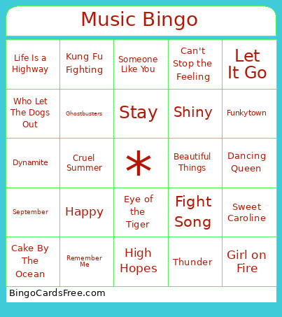 Music Bingo Card